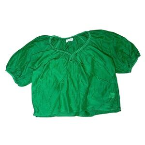 Green Women's Puff Sleeve Peasant Top